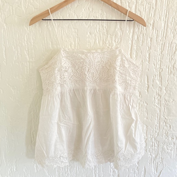 Free People Tops - Free People White Cotton Boho Lace Tank Top Size Small